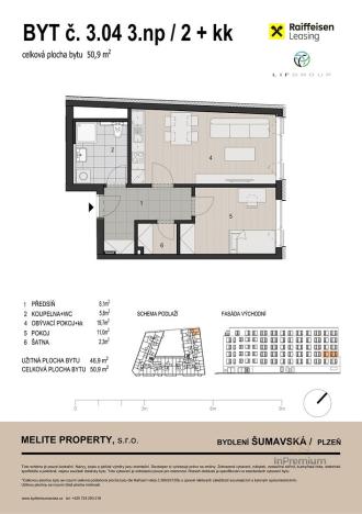 Prodej bytu 2+kk, Plzeň, 51 m2