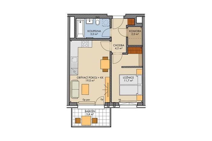 Prodej bytu 2+kk, Praha, Chilská, 44 m2