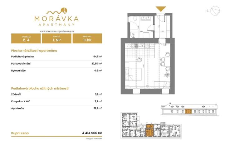 Prodej bytu 1+kk, Malá Morávka, 44 m2