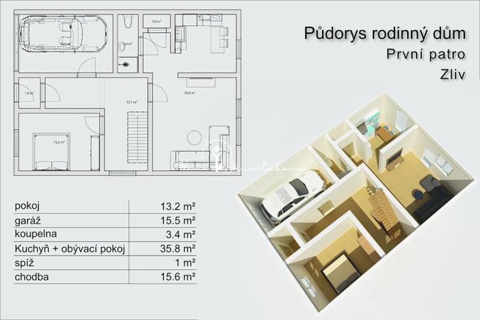 Prodej rodinného domu, Zliv, Na Výsluní, 155 m2