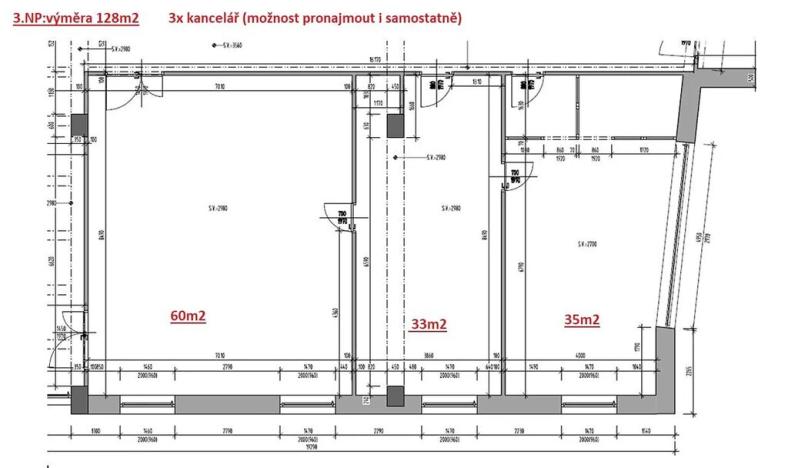 Pronájem kanceláře, Šumperk, Dr. E. Beneše, 53 m2