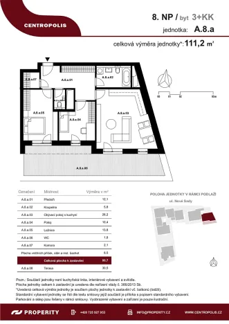 Prodej bytu 3+kk, Brno, Nové sady, 81 m2