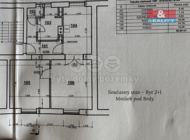 Prodej bytu 2+1, Mníšek pod Brdy, 5. května, 56 m2