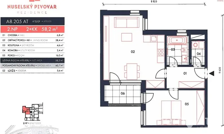 Pronájem bytu 2+kk, Praha - Nusle, Muzikova, 61 m2