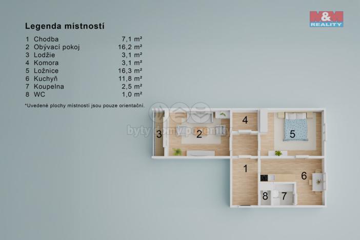 Prodej bytu 2+1, Ústí nad Labem - Krásné Březno, U Pivovarské zahrady, 64 m2