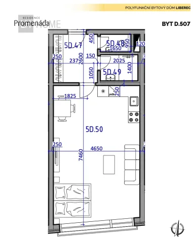 Prodej bytu 1+kk, Liberec, 46 m2