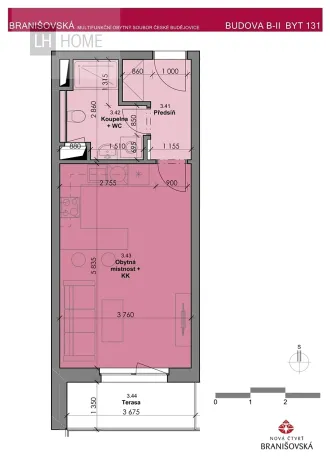 Prodej bytu 1+kk, České Budějovice, Branišovská, 32 m2