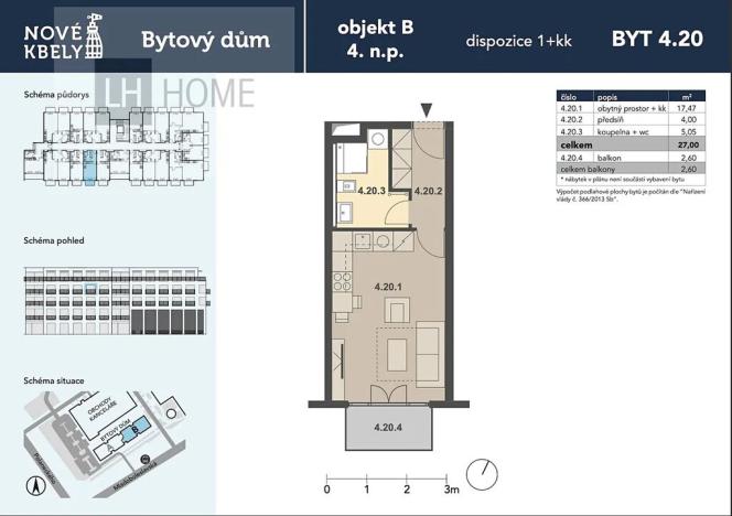 Prodej bytu 1+kk, Praha - Kbely, 26 m2