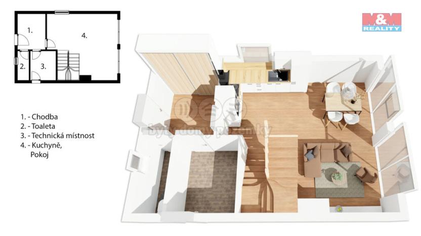 Prodej bytu 3+kk, Černá v Pošumaví - Bližná, 83 m2