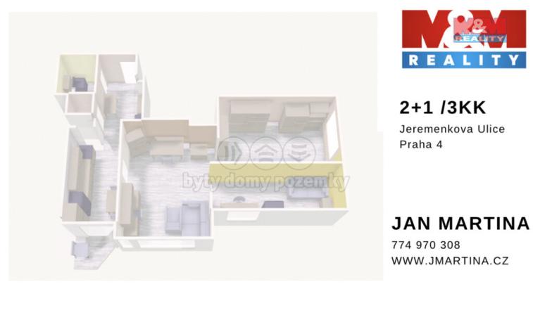 Prodej bytu 3+kk, Praha - Podolí, Jeremenkova, 68 m2