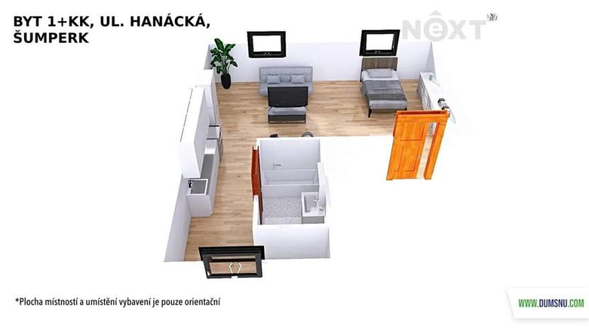 Pronájem bytu 1+kk, Šumperk, Hanácká, 45 m2