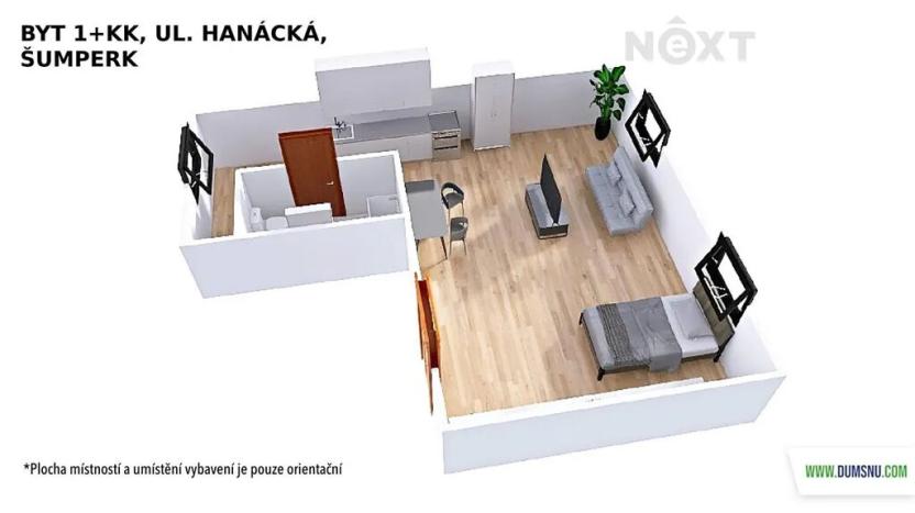 Pronájem bytu 1+kk, Šumperk, Hanácká, 45 m2