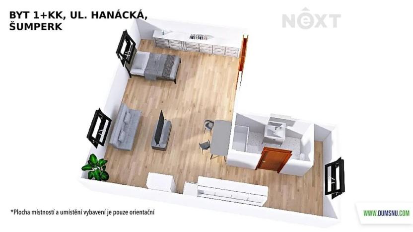 Pronájem bytu 1+kk, Šumperk, Hanácká, 45 m2