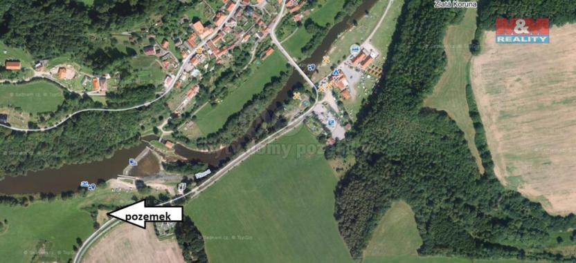 Prodej komerčního pozemku, Zlatá Koruna - Rájov, 1054 m2