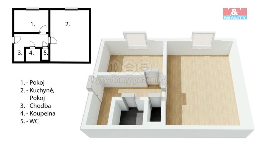 Prodej bytu 2+kk, České Budějovice - České Budějovice 2, M. Chlajna, 39 m2