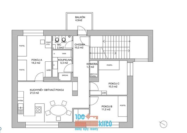 Prodej bytu 4+kk, Brno, Havlíčkova, 82 m2