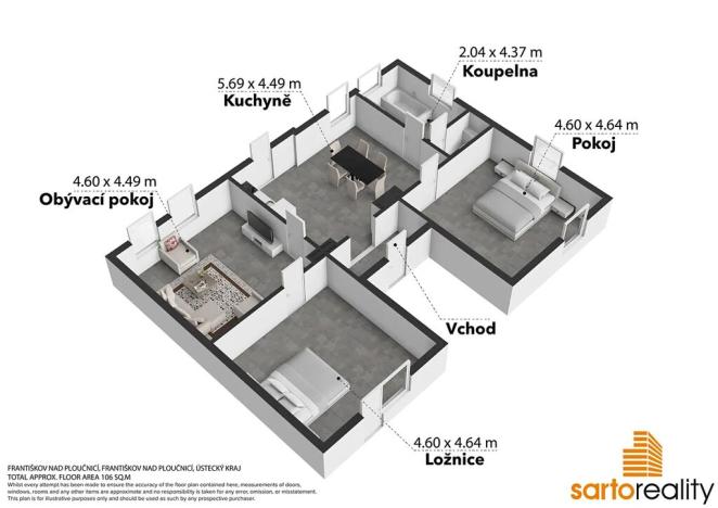 Pronájem bytu 4+kk, Františkov nad Ploučnicí, 89 m2