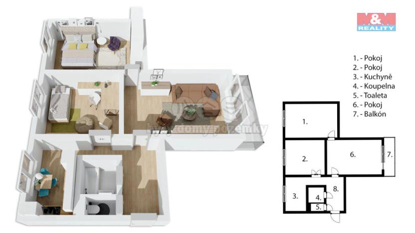 Prodej bytu 3+1, Kadaň, Chomutovská, 69 m2
