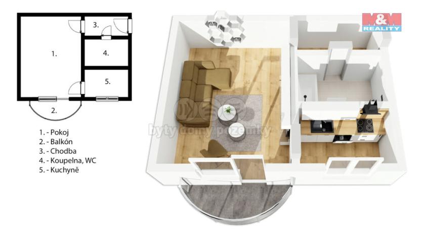 Prodej bytu 1+1, Sezemice, Spojovací, 36 m2