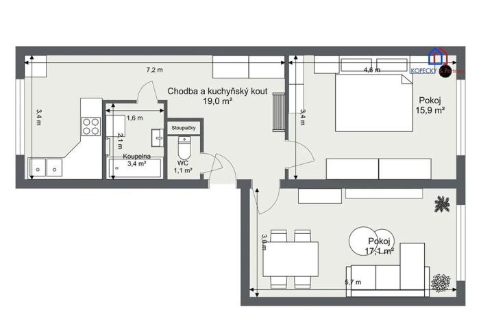 Prodej bytu 2+1, Chomutov, Borová, 62 m2