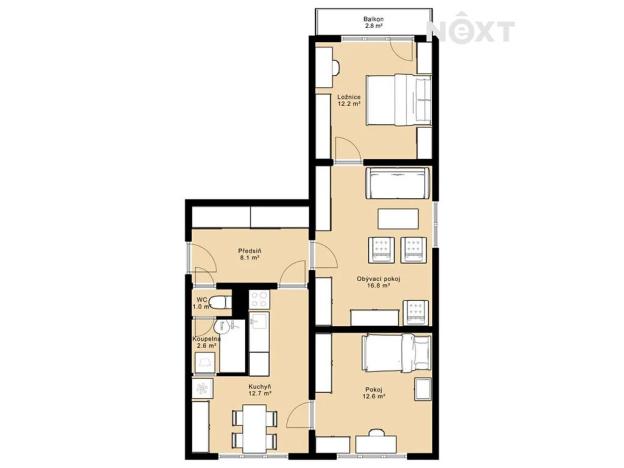 Prodej bytu 3+1, České Budějovice, Kostelní, 65 m2