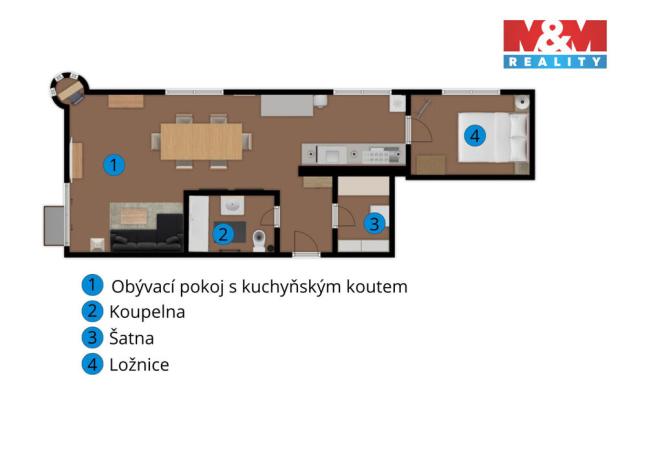 Pronájem bytu 2+kk, Ledeč nad Sázavou, Husovo náměstí, 48 m2
