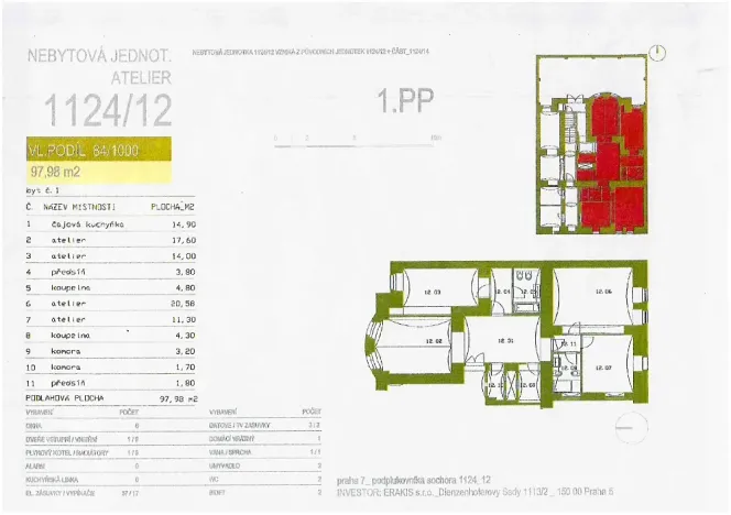 Prodej kanceláře, Praha - Holešovice, Pplk. Sochora, 98 m2