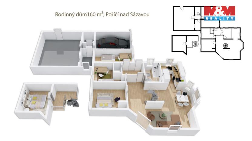 Prodej rodinného domu, Poříčí nad Sázavou, V Uličkách, 160 m2