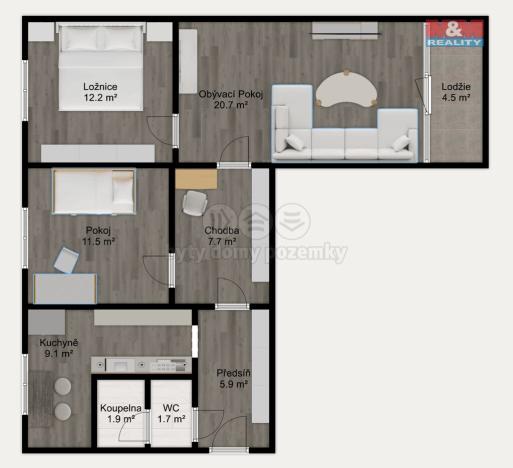 Prodej bytu 3+1, Jindřichův Hradec - Jindřichův Hradec III, sídliště Vajgar, 78 m2