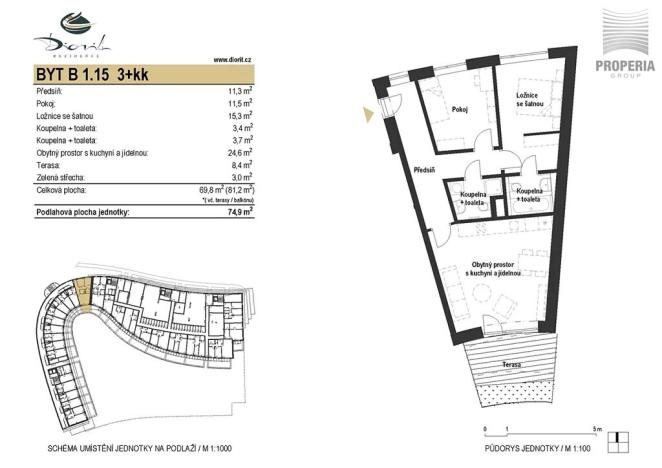 Prodej bytu 3+kk, Brno, Bystrcká, 75 m2