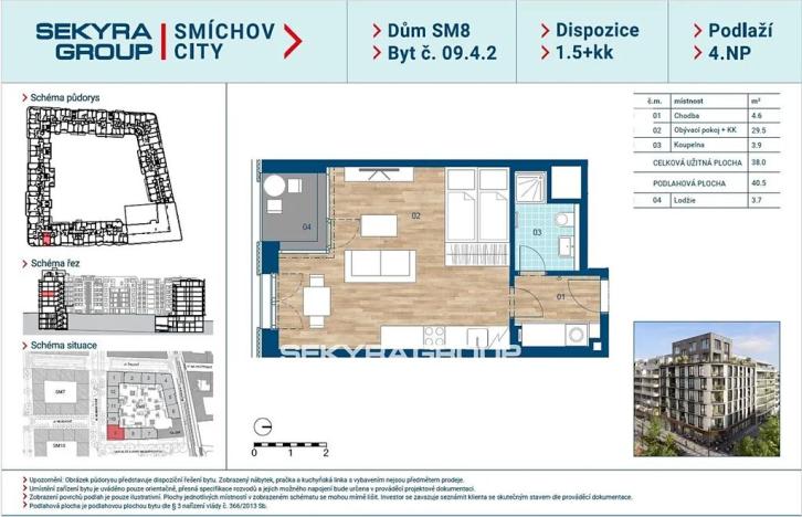 Prodej bytu 1+kk, Praha, Šiklové, 38 m2