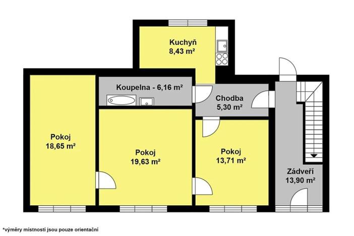 Prodej bytu 3+1, Týnec nad Labem, Masarykovo náměstí, 72 m2