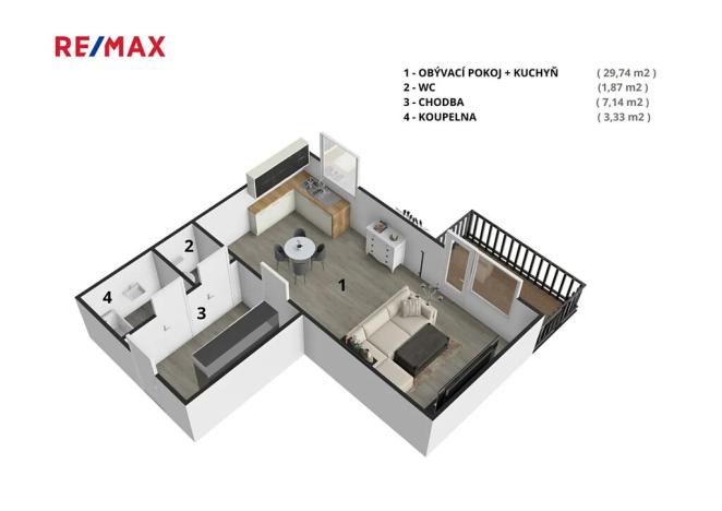 Prodej bytu 1+kk, Hradec Králové, Meruňková, 42 m2