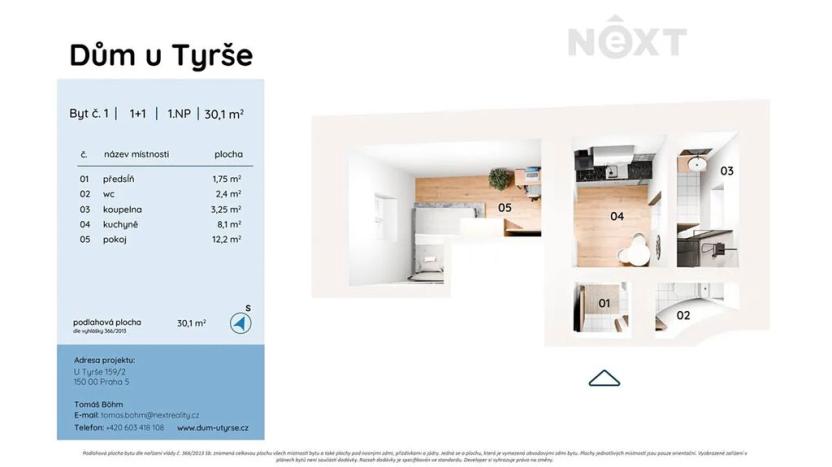 Prodej bytu 1+1, Praha - Košíře, U Tyrše, 30 m2