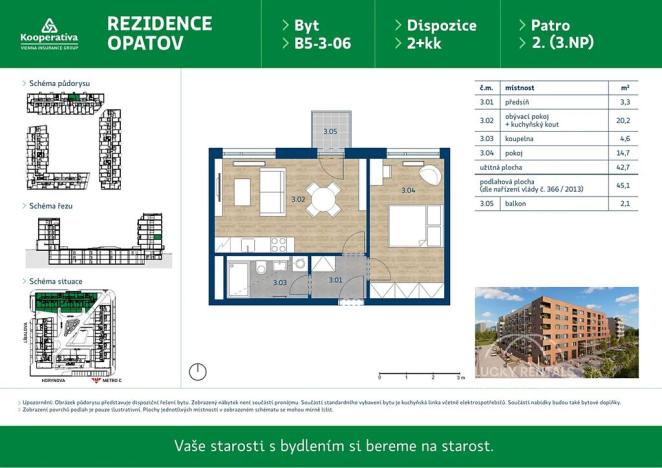 Pronájem bytu 2+kk, Praha - Chodov, Líbalova, 45 m2