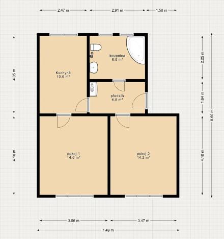 Prodej bytu 2+1, Liberec, Rumjancevova, 50 m2