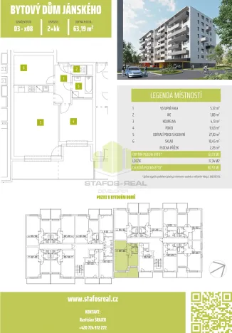 Pronájem bytu 2+kk, Olomouc, Janského, 63 m2