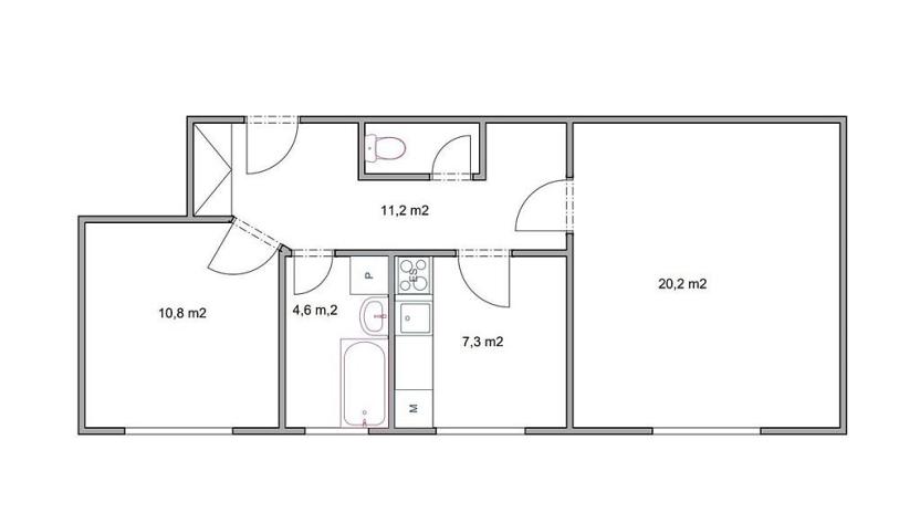 Pronájem bytu 2+1, Líšťany, 55 m2