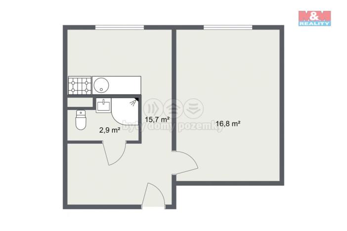 Pronájem bytu 1+1, Horní Slavkov, Poštovní, 35 m2