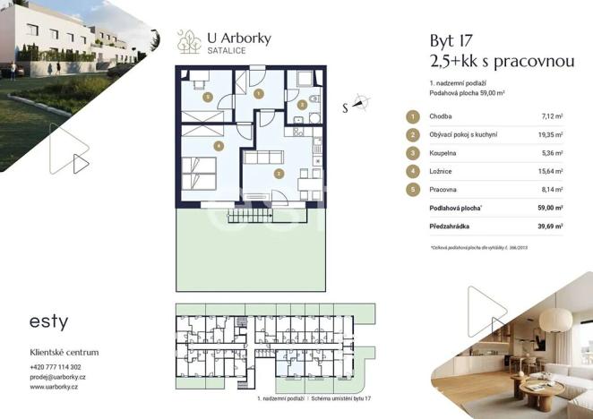Prodej bytu 3+kk, Praha - Satalice, Za Novákovou zahradou, 59 m2
