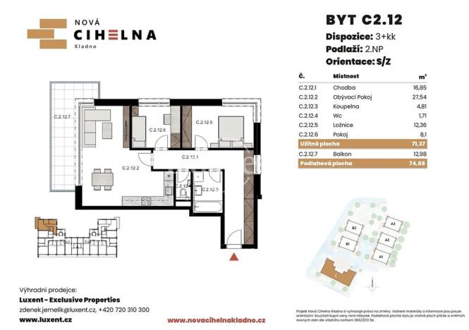 Prodej bytu 3+kk, Kladno, 71 m2
