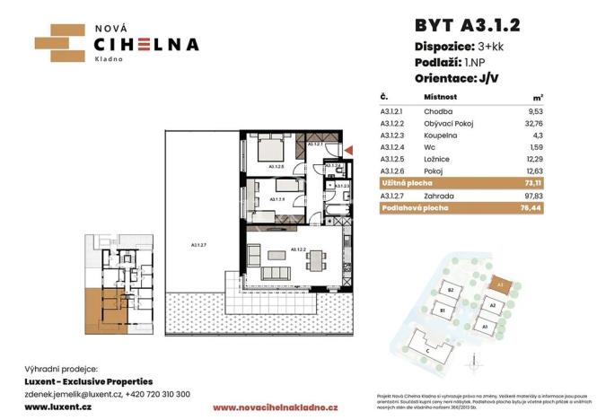 Prodej bytu 3+kk, Kladno, 73 m2