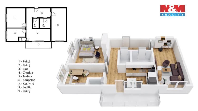 Prodej bytu 3+1, Broumov - Nové Město, Sídliště Křinické, 70 m2