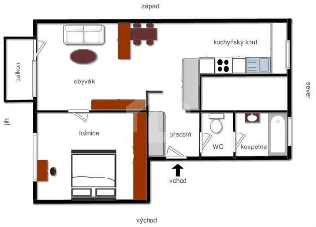 Pronájem bytu 2+kk, České Budějovice - České Budějovice 7, Roudenská, 50 m2