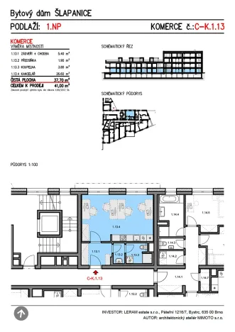 Prodej bytu 1+kk, Šlapanice, 41 m2