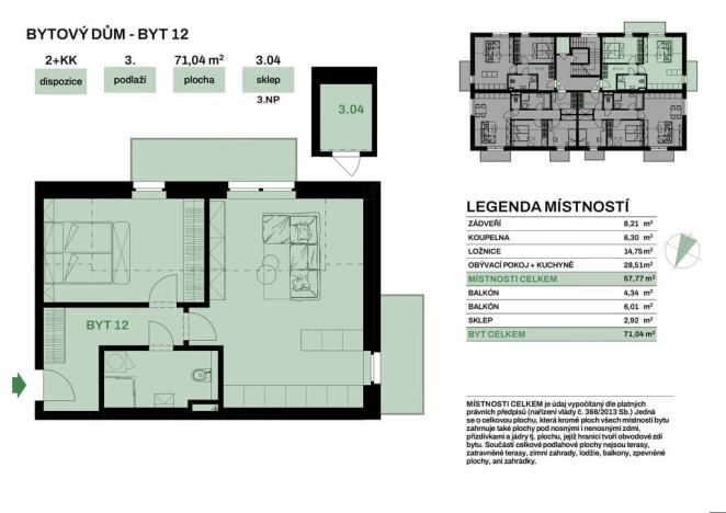 Prodej bytu 2+kk, Chvaletice, V Telčicích, 58 m2