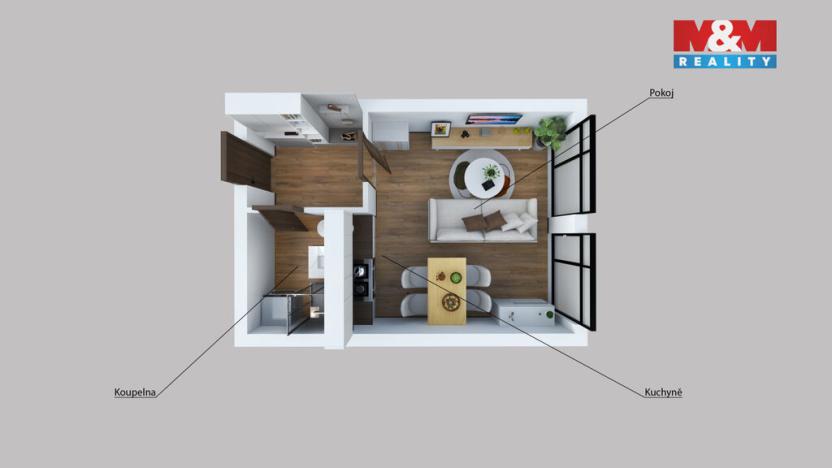 Pronájem bytu 1+kk, Děčín - Děčín I-Děčín, Masarykovo nám., 35 m2