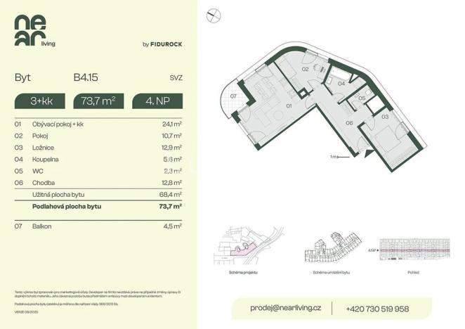 Prodej bytu 3+kk, Praha - Libeň, Na kopečku, 68 m2