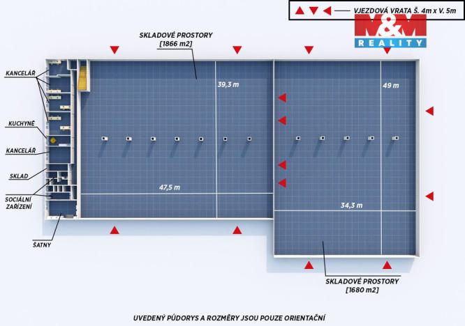 Pronájem výrobních prostor, Volduchy, 1866 m2