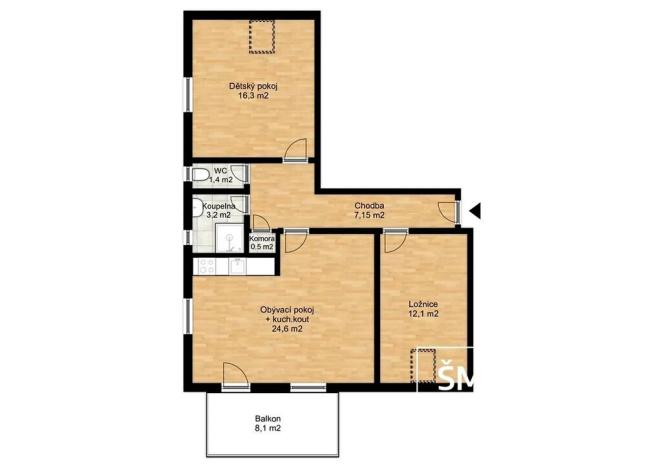 Prodej bytu 3+kk, Velim, Palackého, 77 m2